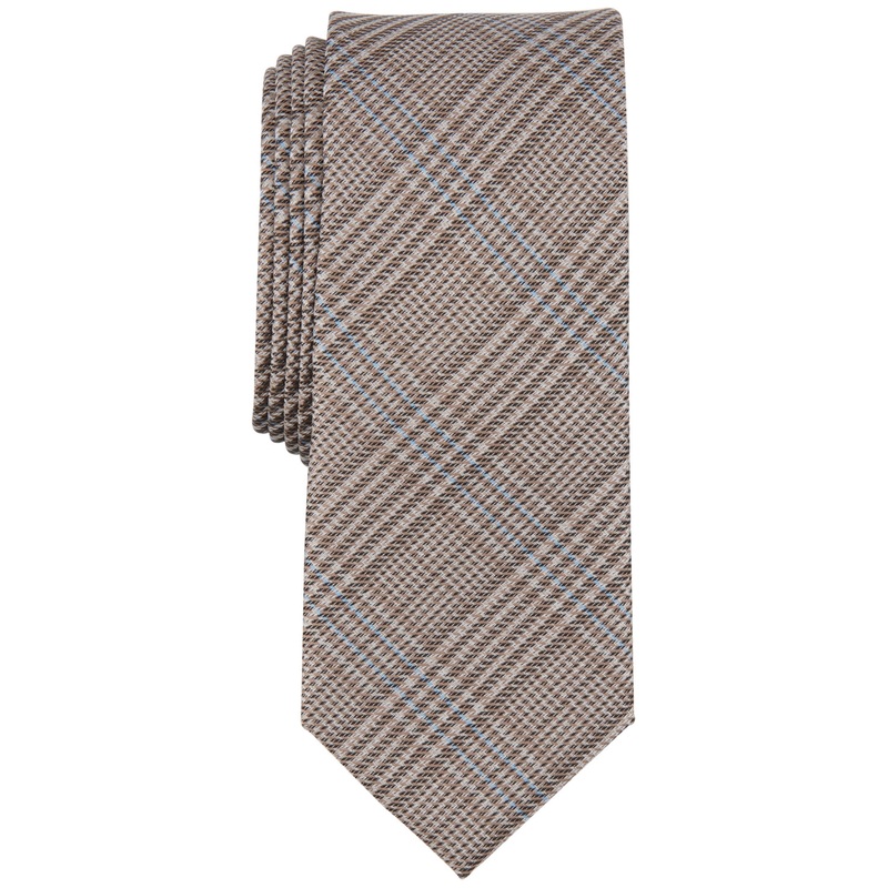 Bar Iii Men's Romford Plaid Tie Taupe Beige Necktie