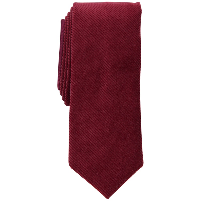 Bar III Men's Skinny Corduroy Tie Burgundy Red