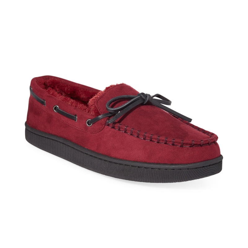 Club Room Men's Burgundy Red Moccasin Slippers Small 6 - 7