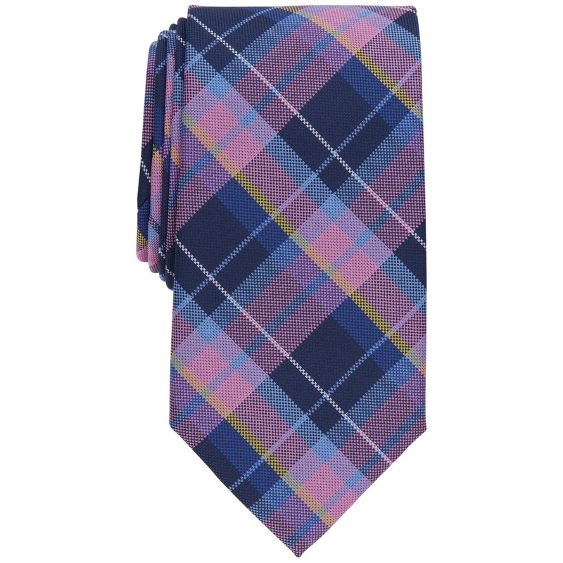 Club Room Men's Classic Plaid Tie Pink Necktie