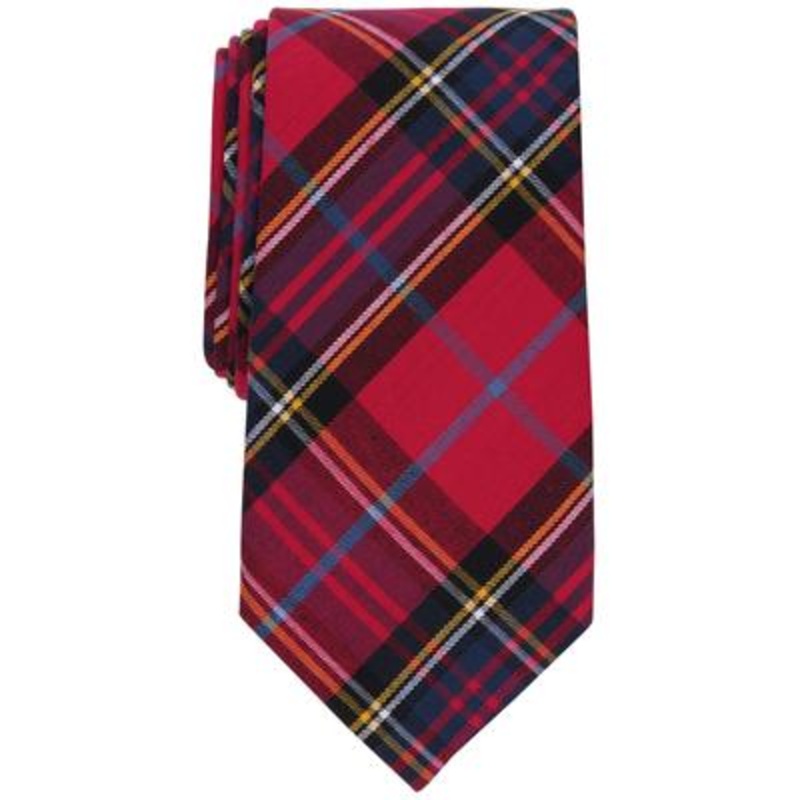Club Room Men's Holiday Tartan Tie Red Necktie