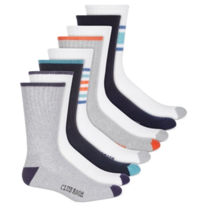 Club Room Mens Crew Socks 8 Pack Blue One Size