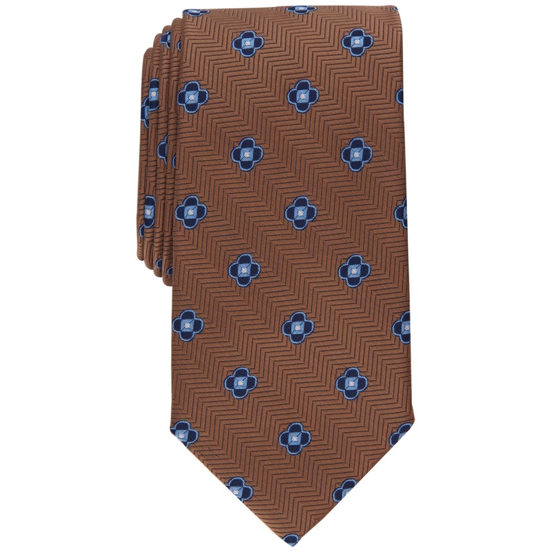 Club Room Mens Necktie Berdie Neat Tie Cognac Brown