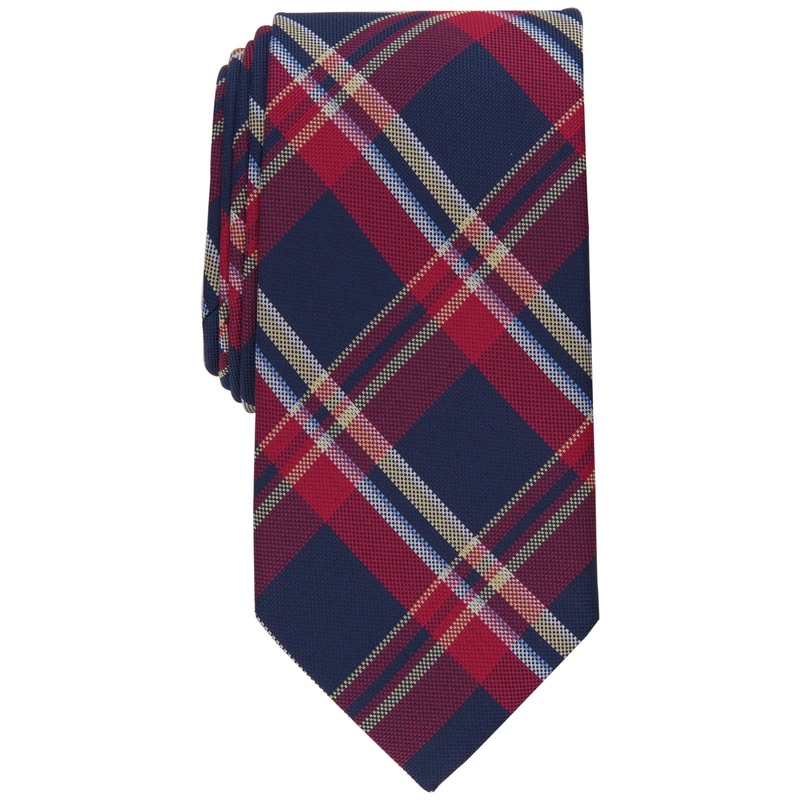 Club Room Mens Necktie Tallon Plaid Red Tie OS
