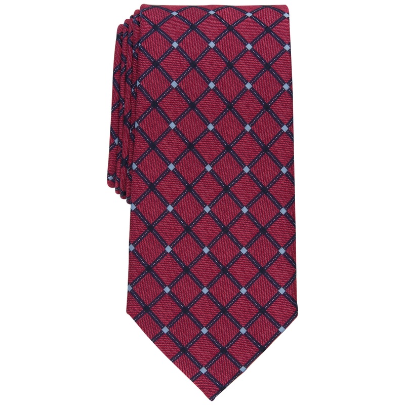 Club Room Mens Red Grid Tie One Size Necktie