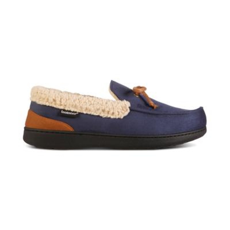 Isotoner Men's Vincent Moccasin Slipper Navy Blue Large 9.5 - 10.5
