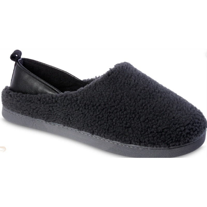 Isotoner Mens Berber Memory Foam Slippers Black XL