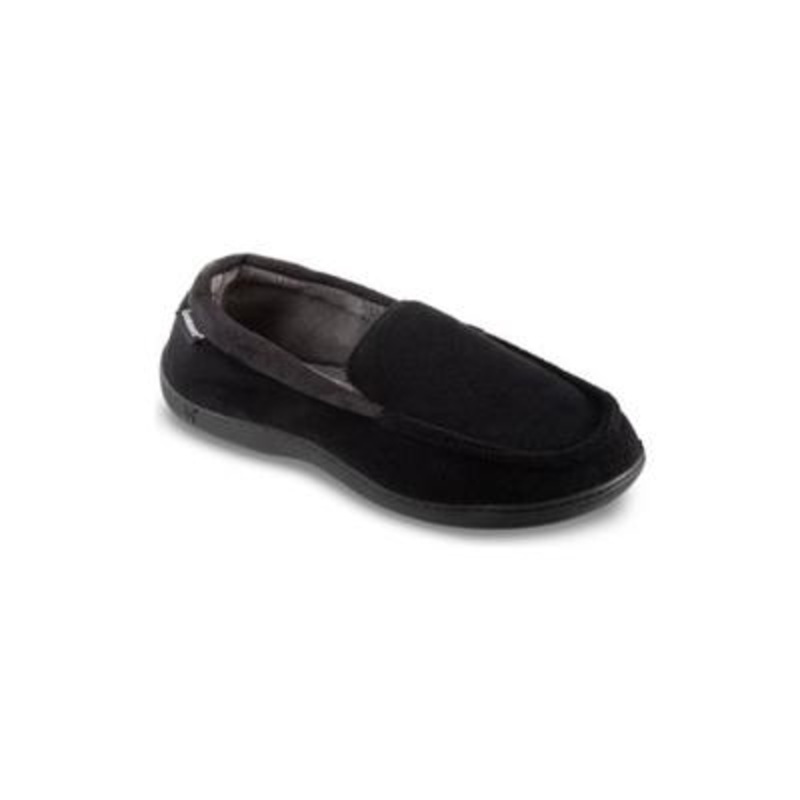 Isotoner Mens Jared Moccasin Memory Foam Slippers Black Size Medium 8 - 9