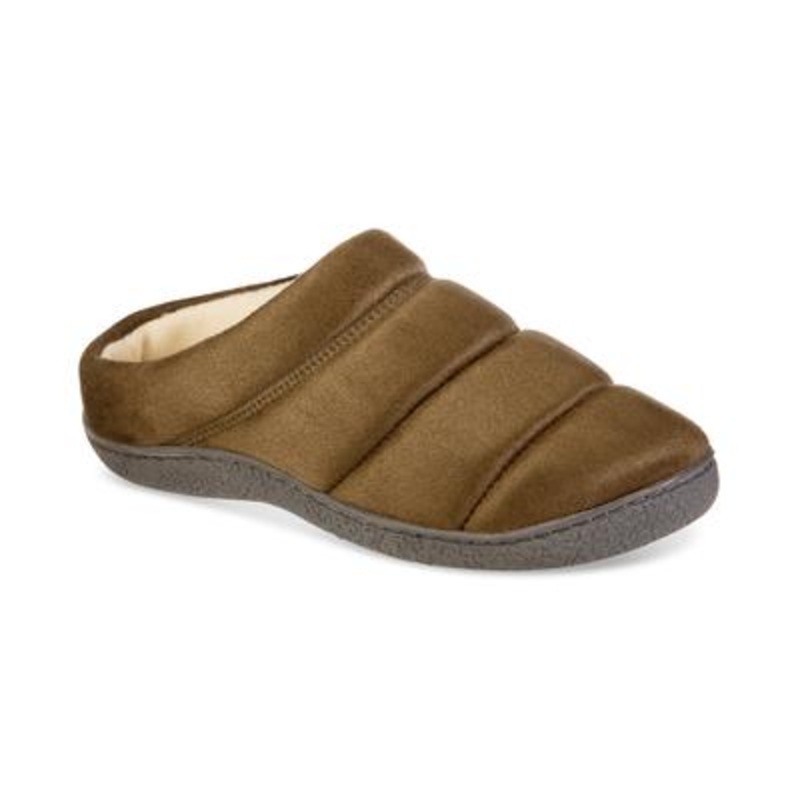 Isotoner Mens Rory Hoodback Puffer Slipper Olive Green XL 11 12