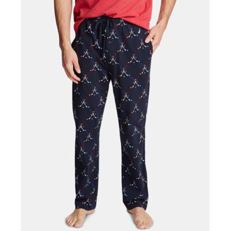Nautica Men's Cotton Pelican Print Pajama Pants Hockey Navy Blue Small