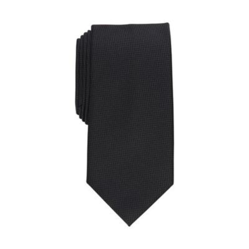 Nautica Men's Necktie Black Salt Solid Tie Osfa Reg