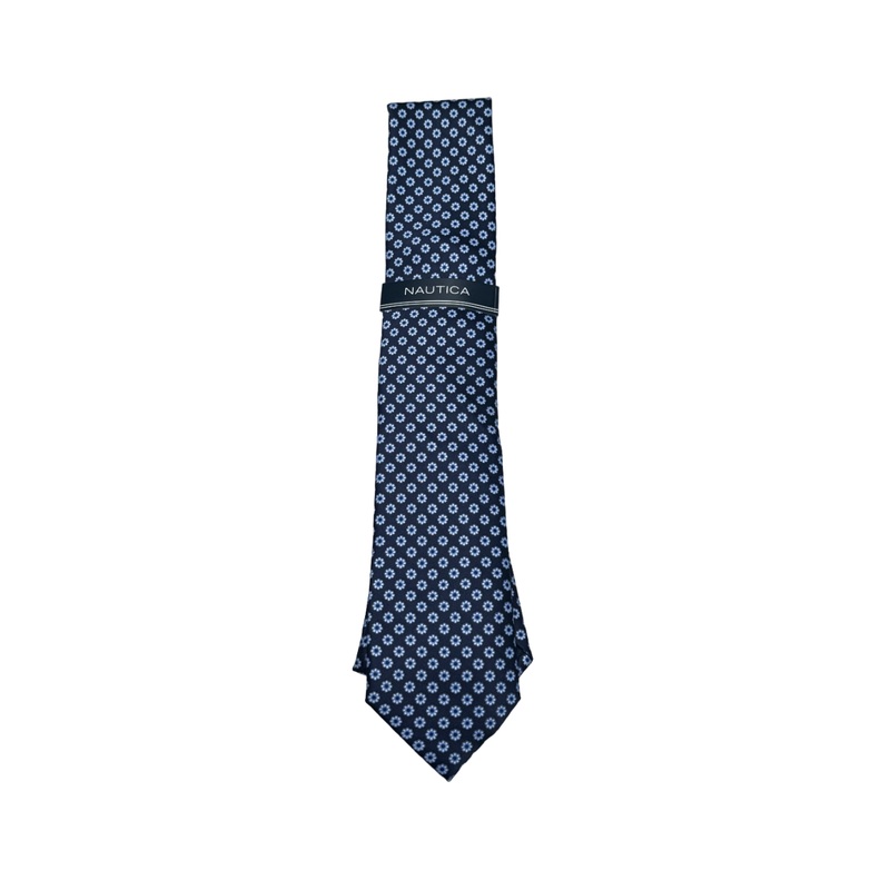 Nautica Mens Floral Navy Blue Necktie Tie