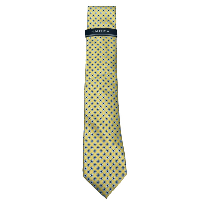 Nautica Mens Floral Yellow Blue Necktie Tie