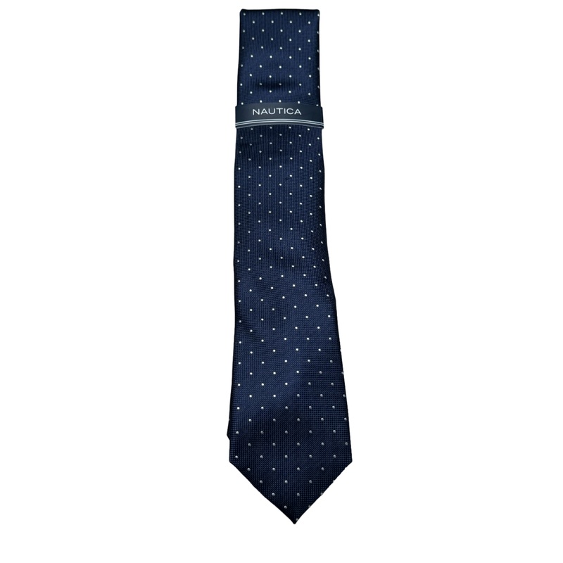 Nautica Mens Navy Blue Dot Necktie Tie