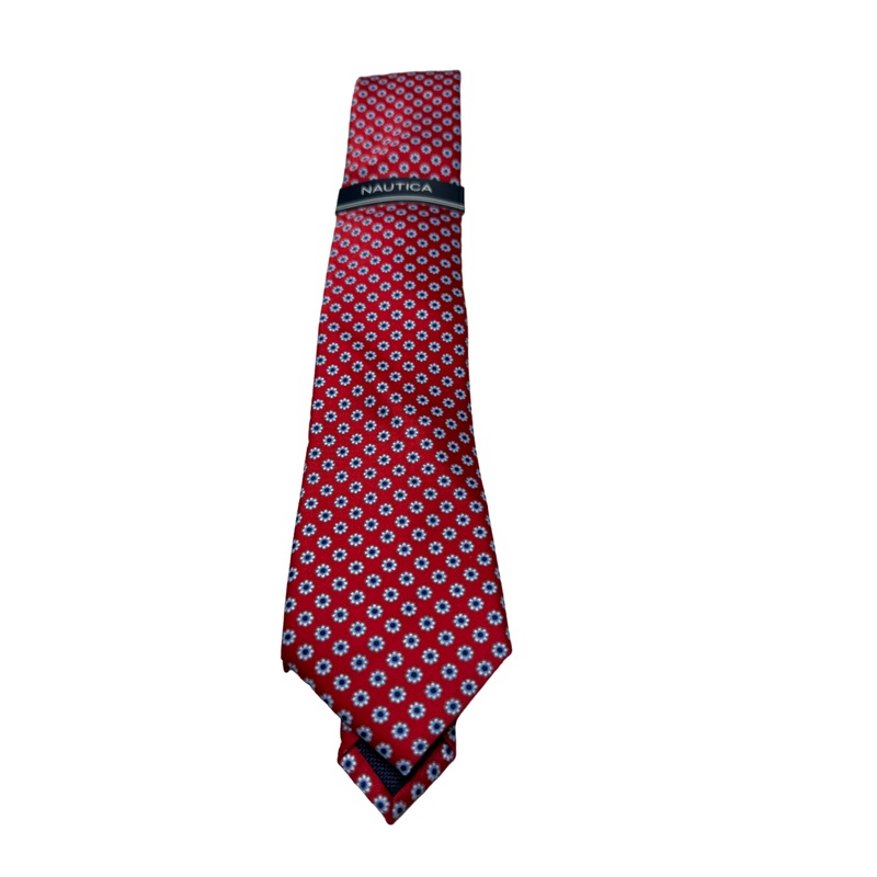 Nautica Red Floral Necktie Tie