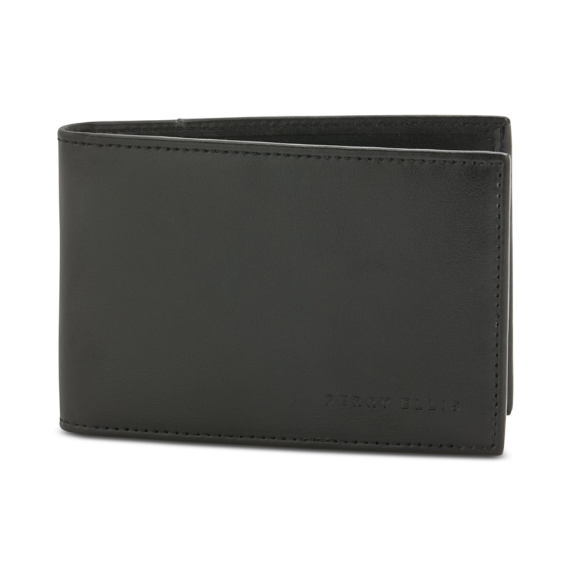 Perry Ellis Mens Super Slim Card Holder Wallet Black