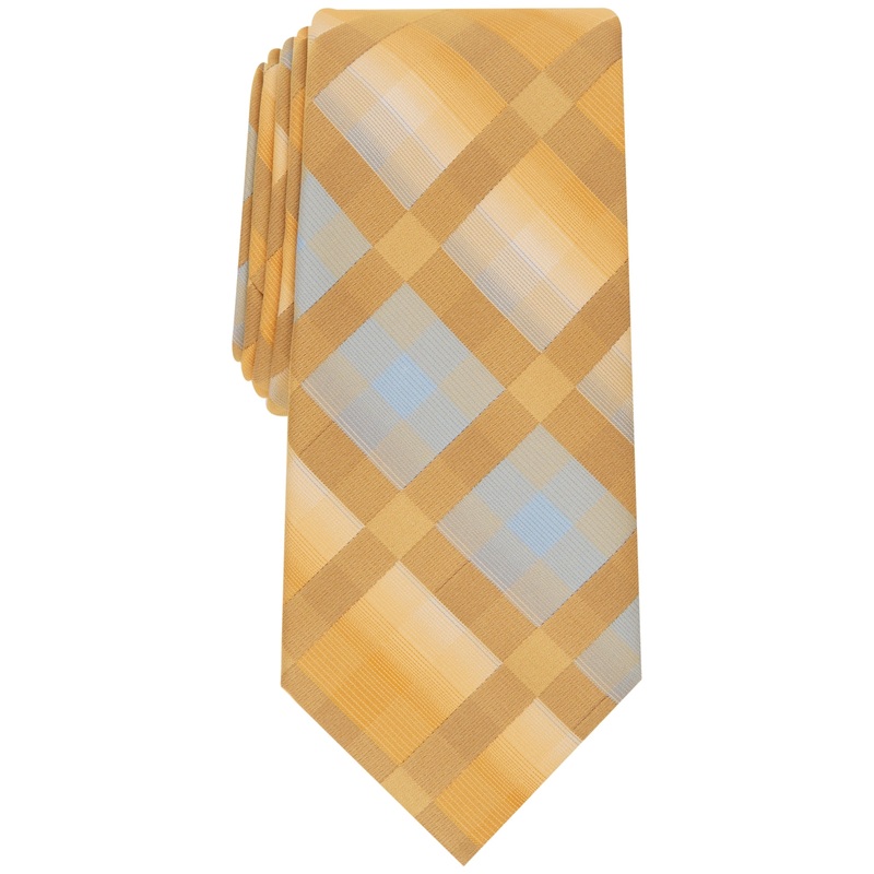 Perry Ellis Mens Tie Yellow Plaid Tie