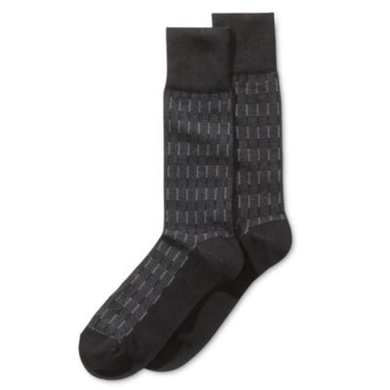 Perry Ellis Portfolio Mens Textured Striped Dress Socks Black