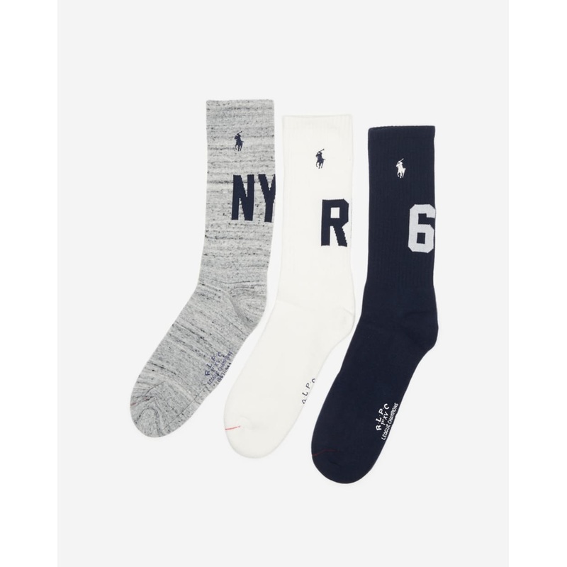 Polo Ralph Lauren Men 's NYC Crew Socks 3 Pack Multi