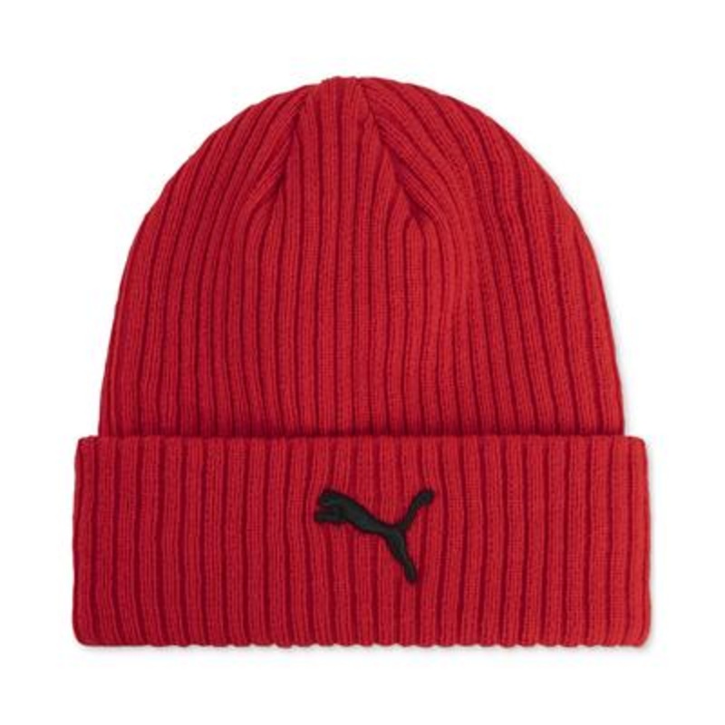 Puma Mens Cuffed Logo Beanie Hat Red
