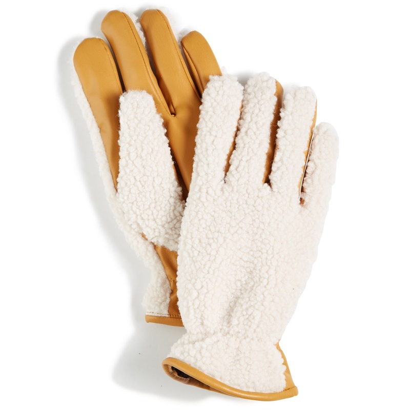 Sun Stone Mens Two Tone Faux Fur Gloves Yellow XL