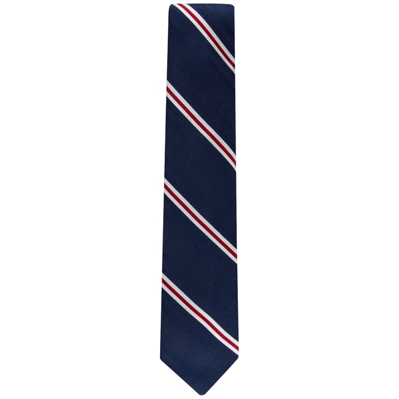 Tommy Hilfiger Men's Necktie Grenadine Stripe Tie Navy Red