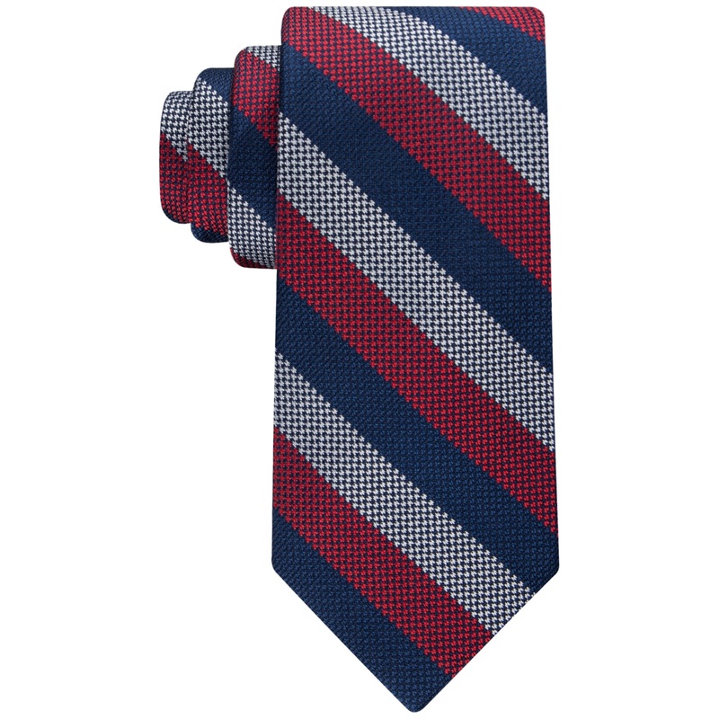 Tommy Hilfiger Mens Necktie Bengal Stripe Tie Red Navy