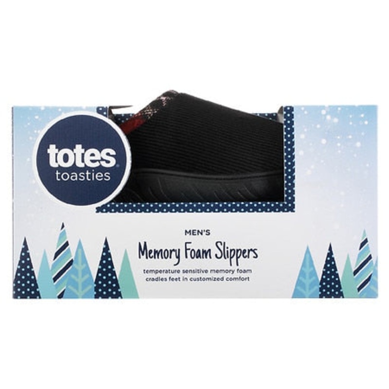 Totes Men's Corduroy Hoodback Slippers Black Large 9 - 10