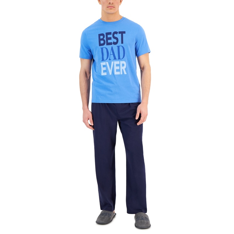 Club Room Mens 2 Pc Best Dad Ever Pajama Set Blue Medium