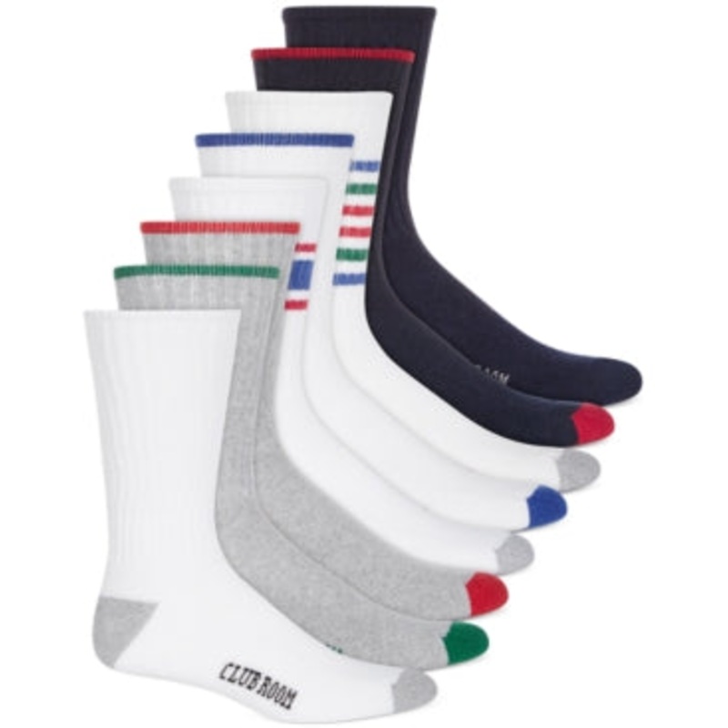 Club Room Mens 8-Pk. Crew Socks Red Black White One Size