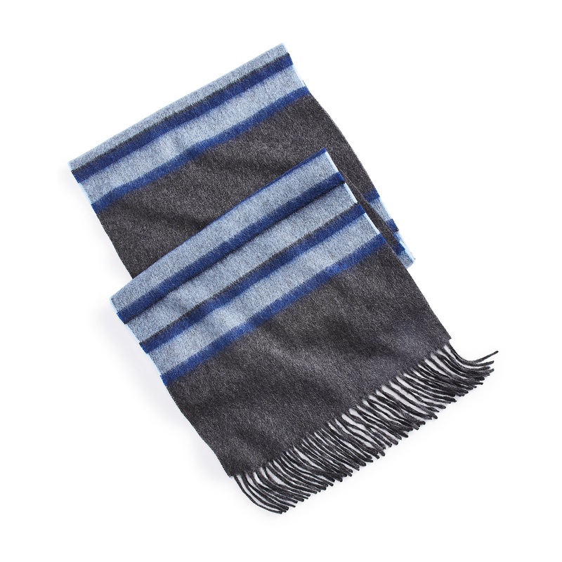 Club Room Mens Cashmere Striped Scarf Grey blue