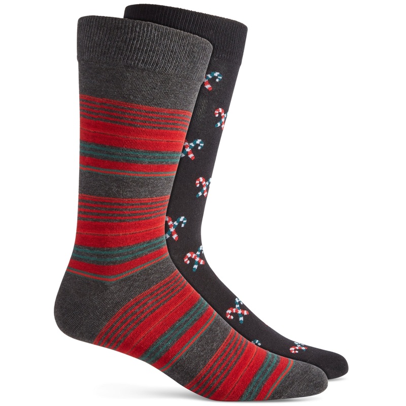 Club Room Mens Holiday Snowflake Fair Isle Holiday Socks Black Green Red