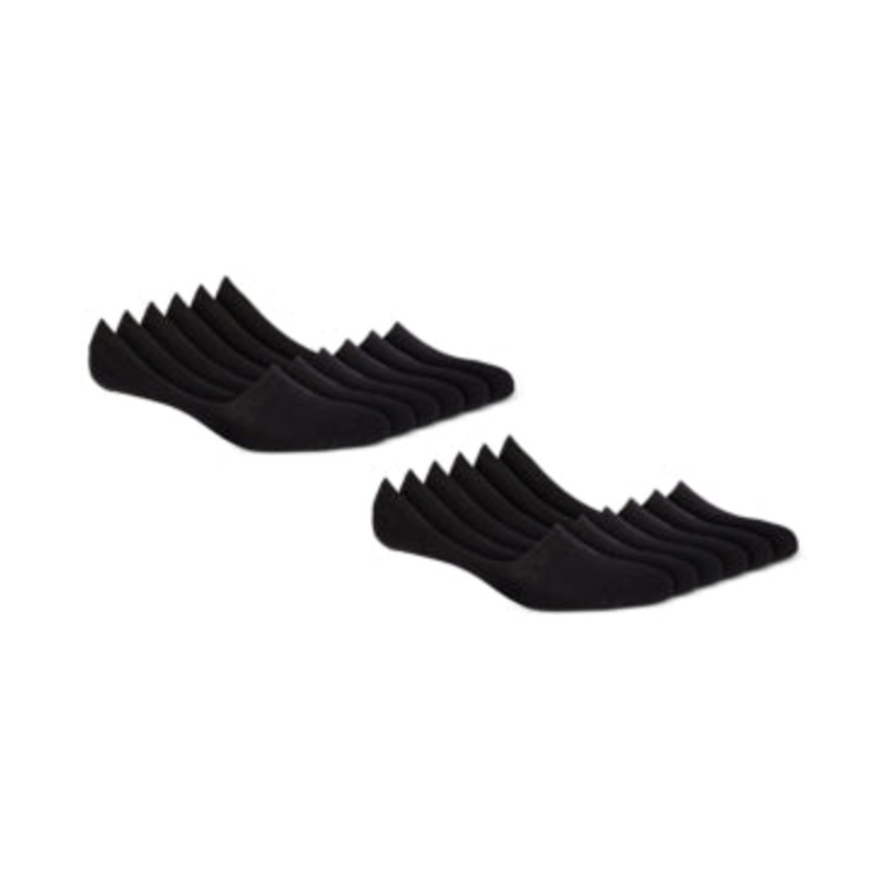 Club Room Mens No Show Socks 12 Pack Black One Size Cushioned Foot Bottom
