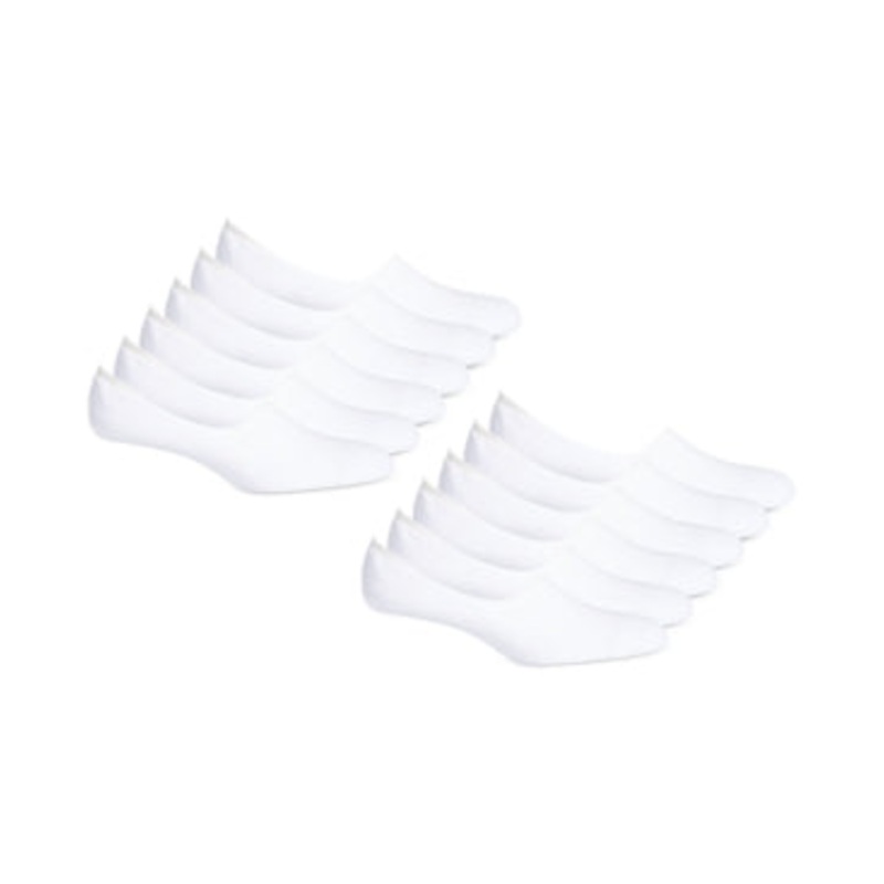 Club Room Mens No Show Socks 12 Pack White One Size Cushioned Foot Bottom