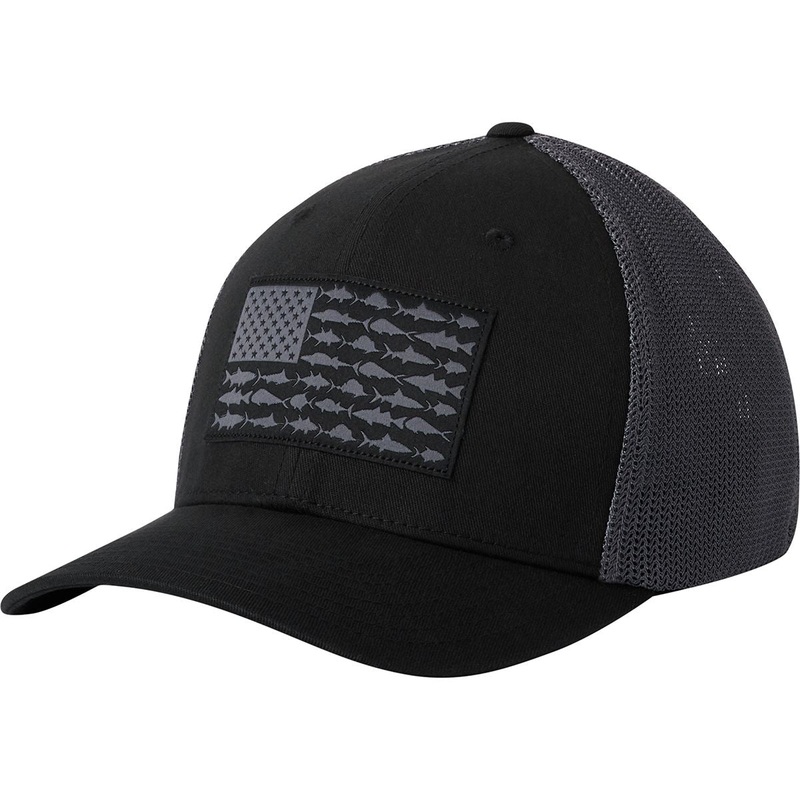 Columbia Men's PFG Mesh Fish Flag Ball Cap Black Large XL Hat