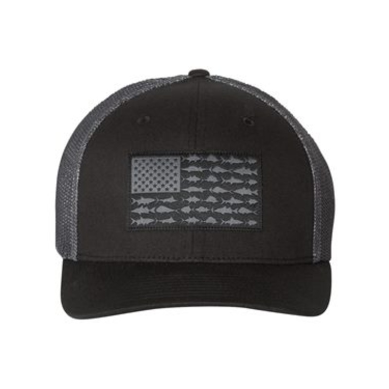 Columbia Men's PFG Mesh Fish Flag Ball Cap Black Small Medium Hat