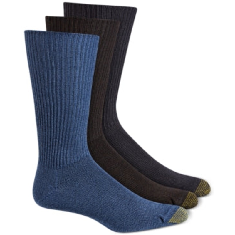 Gold Toe ADC Mens Acrylic Fluffies 3 Pack Crew Socks Denim Black10-13