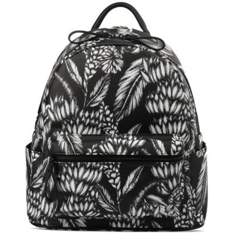 International Concepts Men's Faux Leather Backpack Leaf Print Black ONE SIZE