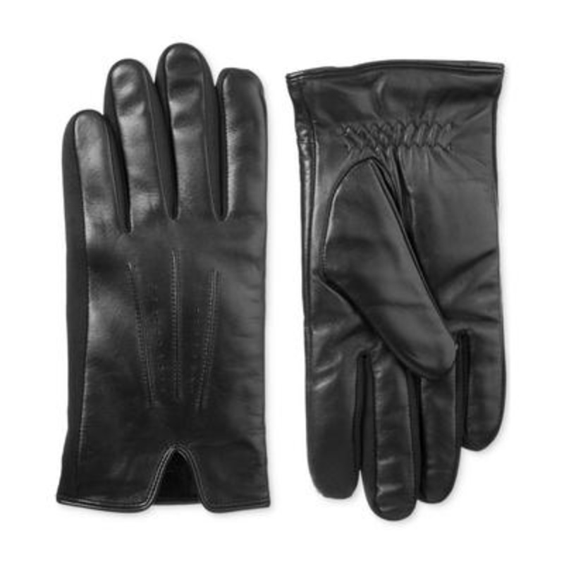Isotoner Mens Insulated Leather Gloves Black Large