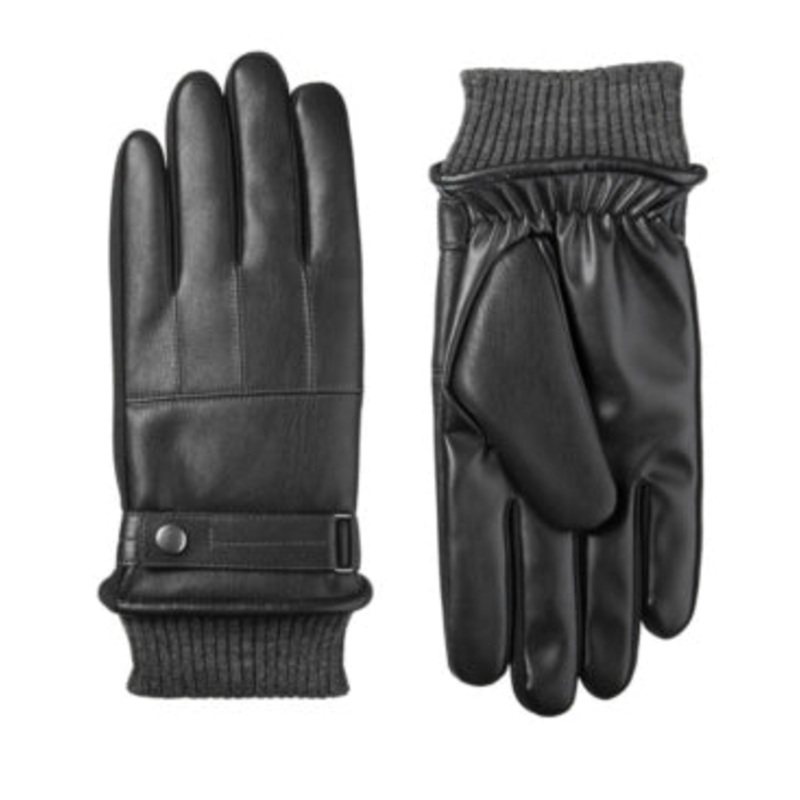 Isotoner Signature Men's Black Leather Gloves Large