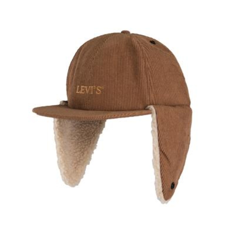 LEVI'S Men's Corduroy and Sherpa Hunter Hat With Ear Flaps Brown One Size