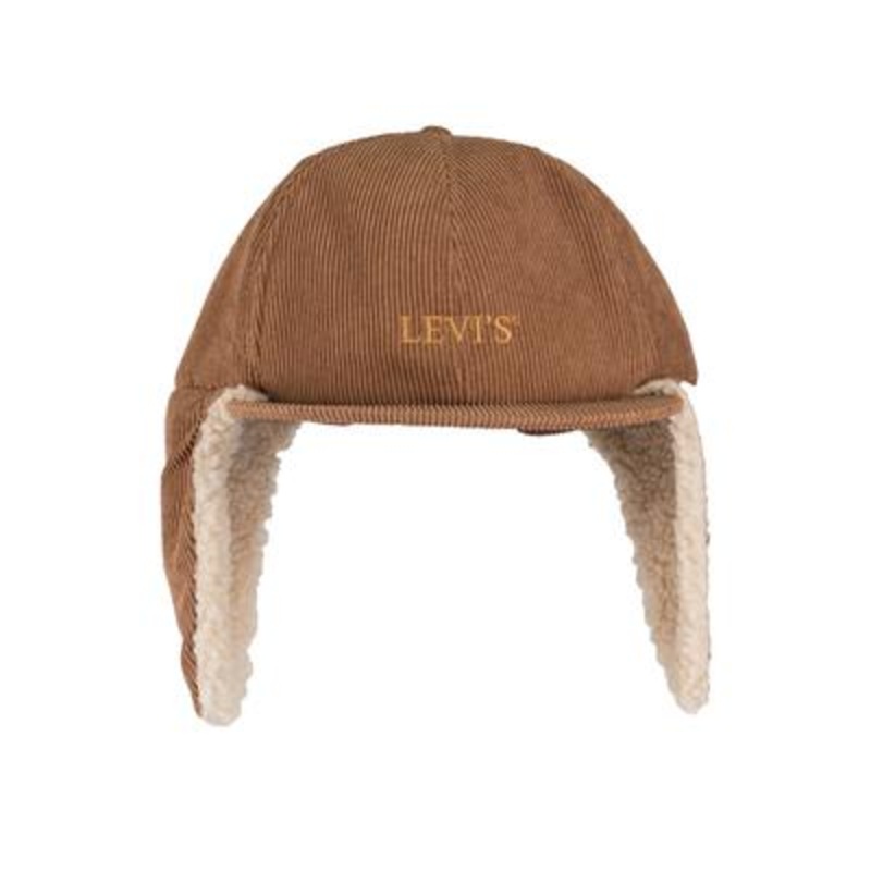 Levi's Men's Sherpa Lined Corduroy Baseball Cap with Ear Flaps ONE SIZE