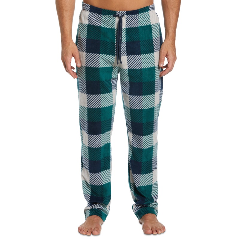 Perry Ellis Portfolio Mens Pajama Bottom Pants Buffalo Plaid Dark Green L