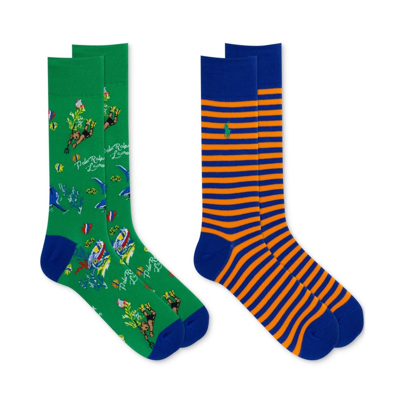 Polo Ralph Lauren Mens Bearwaiian Crew Socks Green