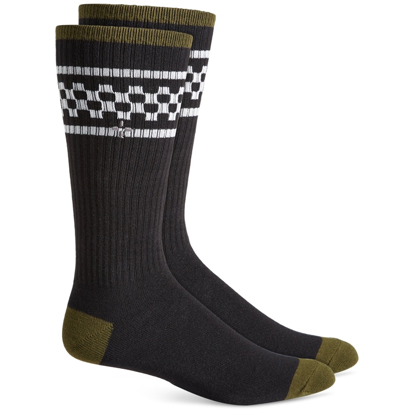 SUN + STONE Men's Black & White Checker Crew Socks