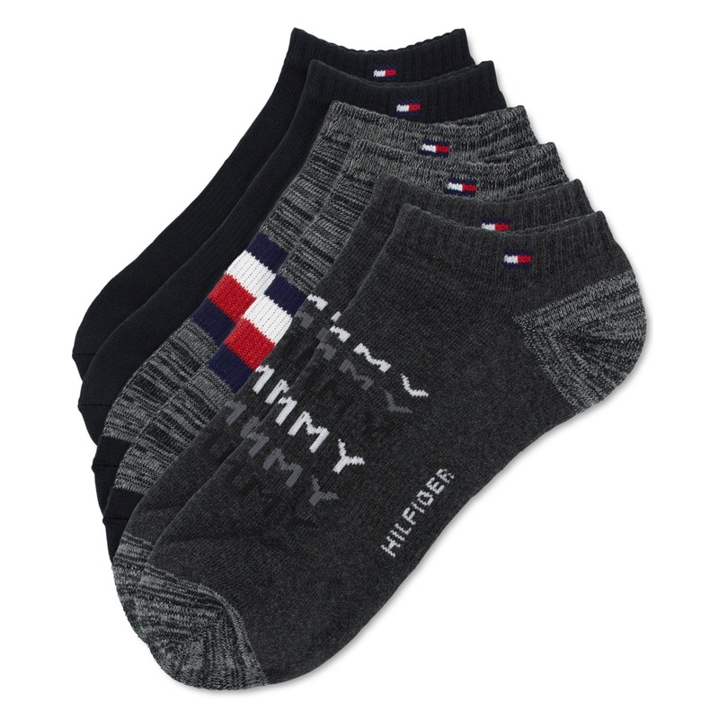 Tommy Hilfiger Mens 3 Pk Logo No-Show Socks  Black One Size
