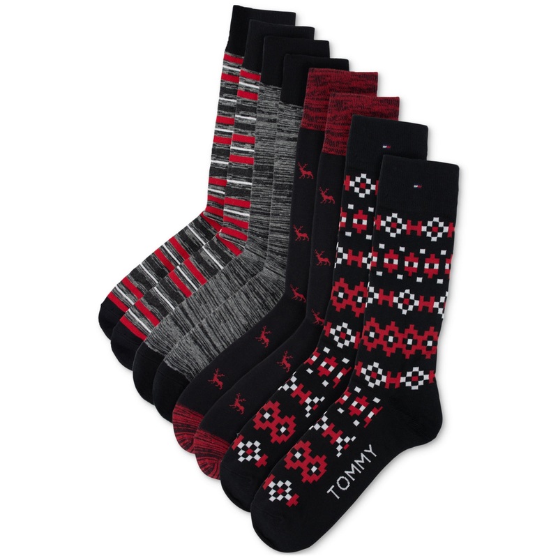 Tommy Hilfiger Mens 4 Pk. Holiday Crew Socks Oxford One Size