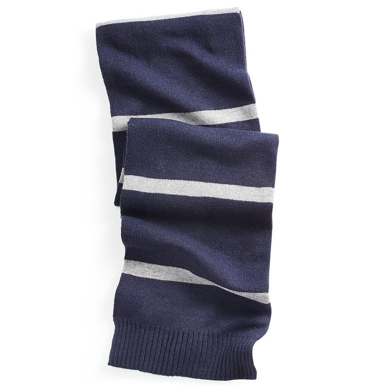 Alfani Men's  Knit Horizontal Stripe Scarf Navy Blue Grey