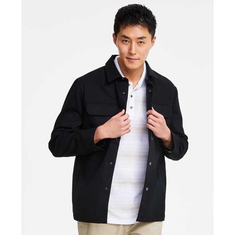 Alfani Men's Utility Four-Pocket Shirt Jacket Deep Black Small
