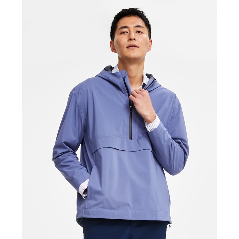 Alfani Mens AlfaTech Popover Half Zip Anorak Jacket Blue Large